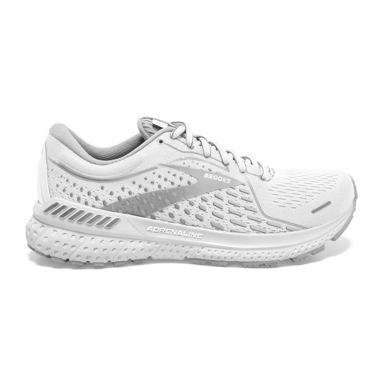 Brooks Adrenaline GTS 21 Road Running Shoes - Women's - White/Grey/Silver (23147-SVGZ)